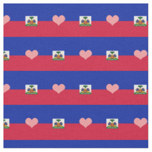 Haiti, Haitianische Flagge und Herz Fabric /mode Stoff