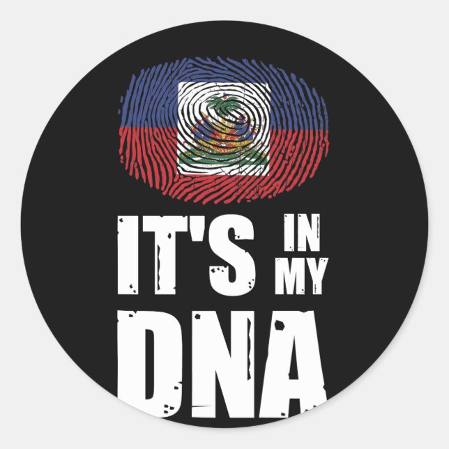 Haiti It's In My DNA Haitian Pride Fingerprint Runder Aufkleber (Vorderseite)