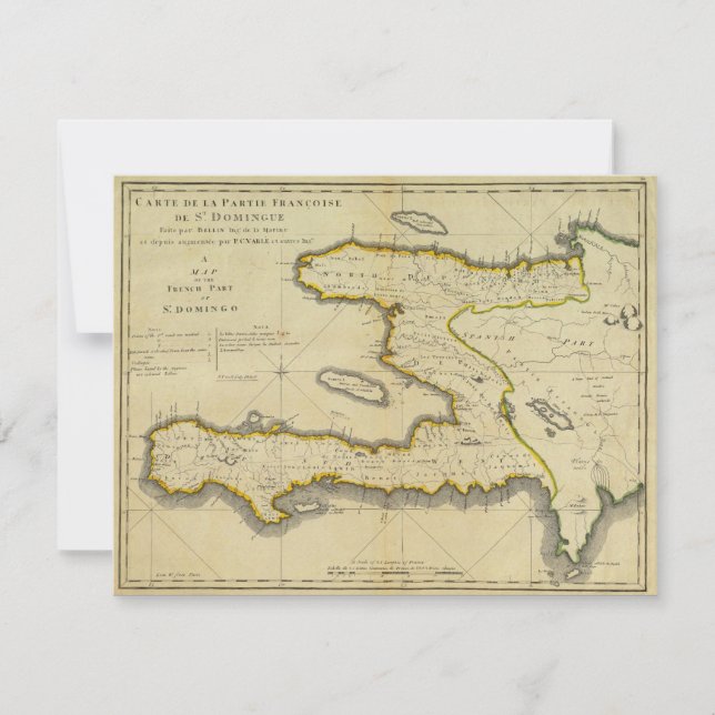 Haiti-Karte 1814 durch Mathew Carey Einladung (Vorderseite)