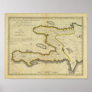 Haiti-Karte 1814 durch Mathew Carey Poster
