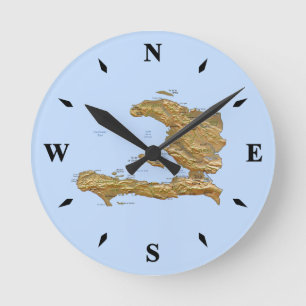 Haiti-Kartensperre Runde Wanduhr