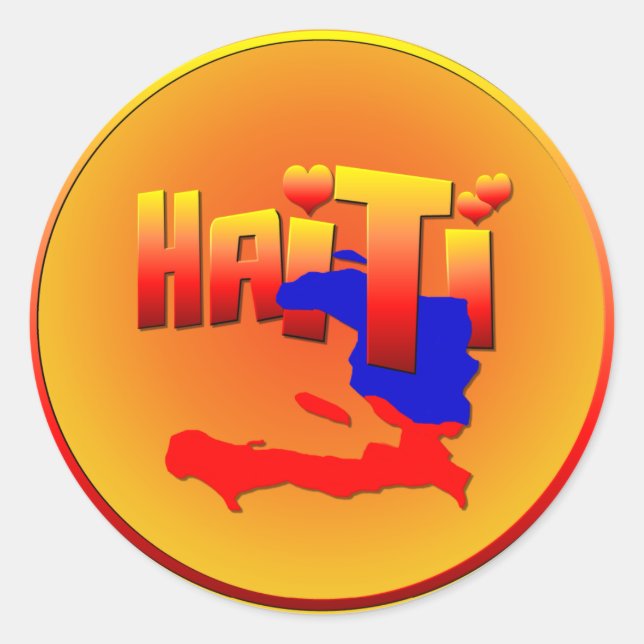 HAITI-LIEBE RUNDER AUFKLEBER (Vorderseite)