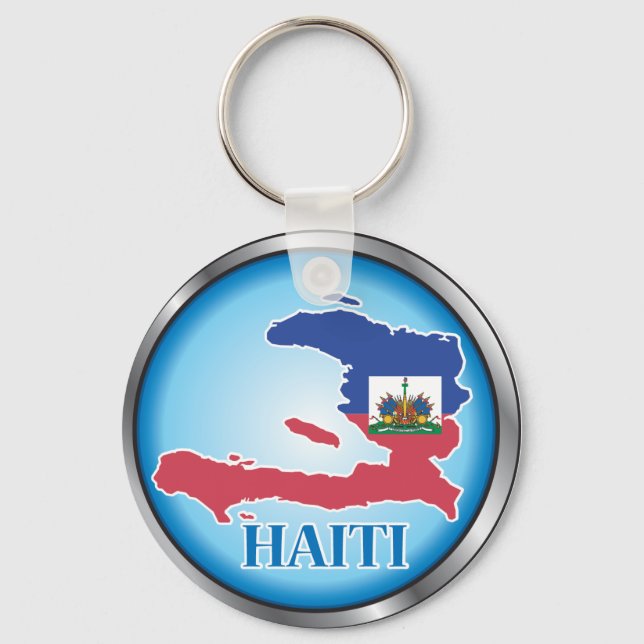 Haiti Round Button.ai Schlüsselanhänger (Vorderseite)
