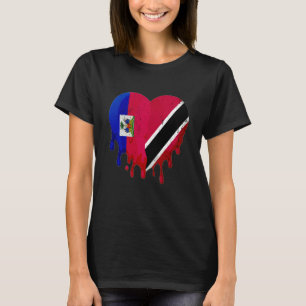 Haiti Trinidad & Tobago Flagge Herz Gewachsen Patr T-Shirt