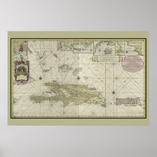 Haiti und Dominikanische Republik 1720 niederländi Poster