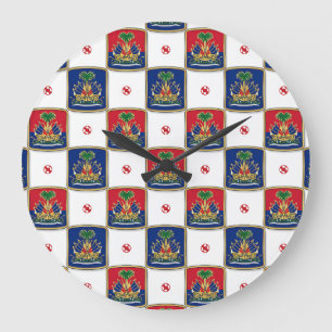 Haiti-Wappen Karomuster — Haitianisch Große Wanduhr