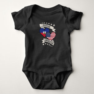 Haitian American Heart Flags Haiti Amerika Baby Strampler