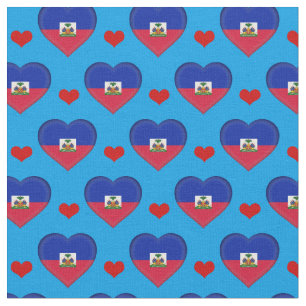 Haitian Flag & Red Heart mode Fabric /Haiti Stoff