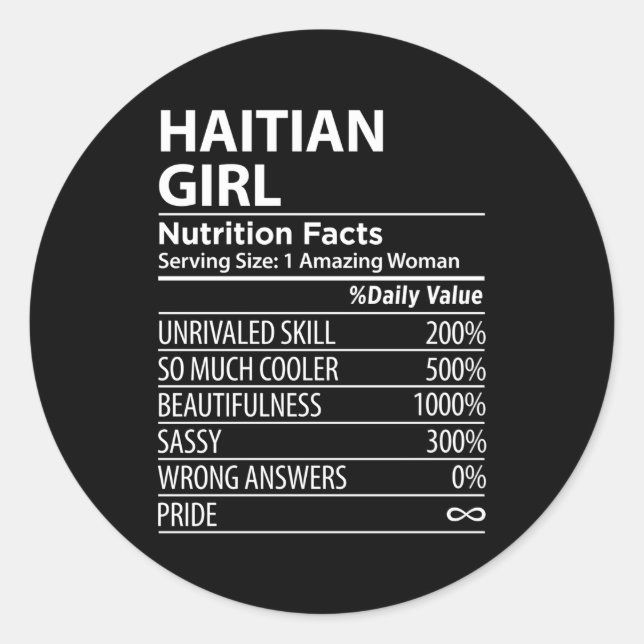 Haitian Nutrition Facts Haiti Runder Aufkleber (Vorderseite)