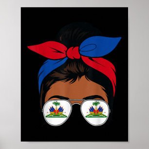 Haitian Queen Messy Bun Bandana Flag 1804 Independ Poster