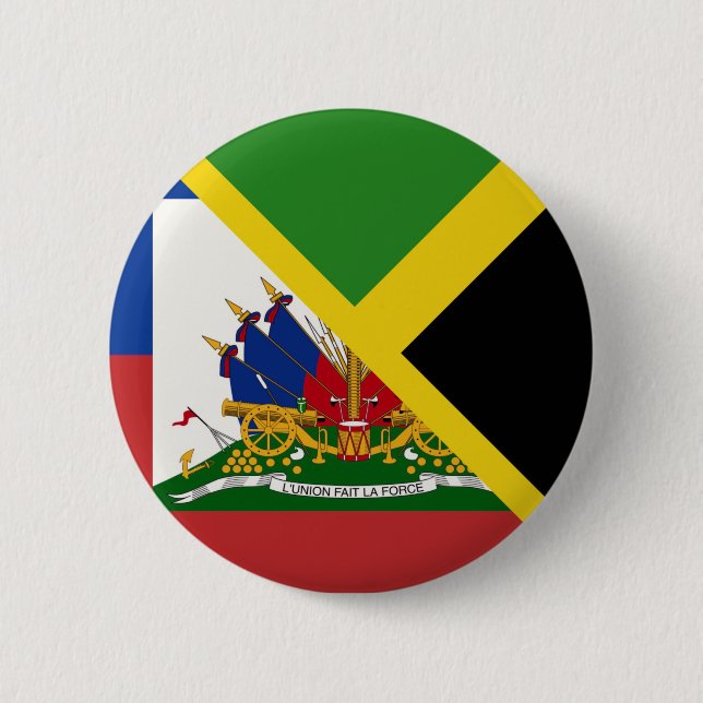 Haitianisch-jamaikanische Flagge | Die Hälfte Jama Button (Vorderseite)