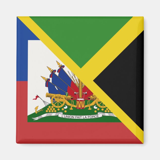 Haitianisch-jamaikanische Flagge | Die Hälfte Jama Magnet (Vorne)