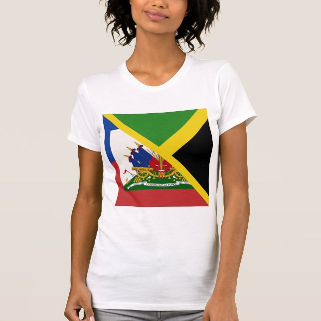 Haitianisch-jamaikanische Flagge | Die Hälfte Jama T-Shirt (Vorderseite)