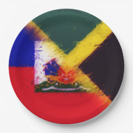 Haitianisch-jamaikanische Lackfahne | Haiti Jamaik Pappteller