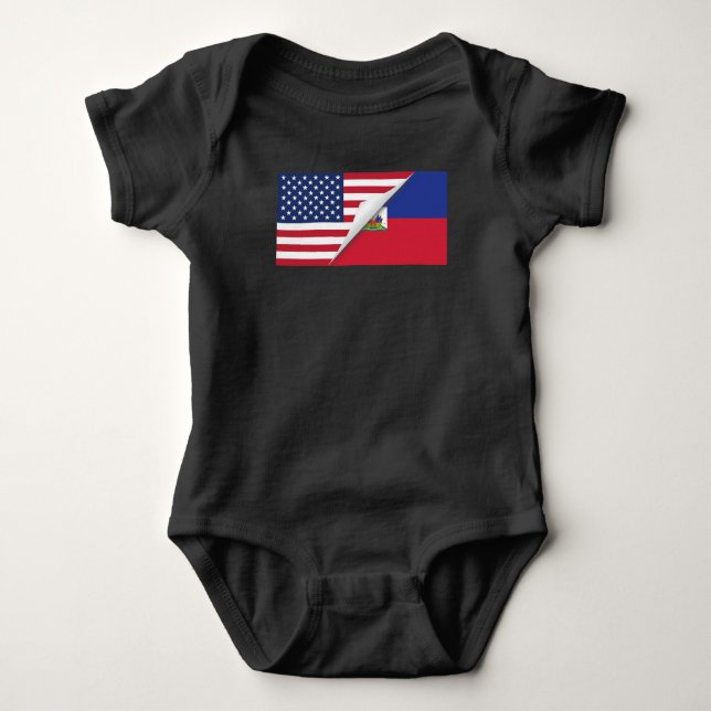 Haitianische amerikanische Flagge Baby Strampler (Vorderseite)