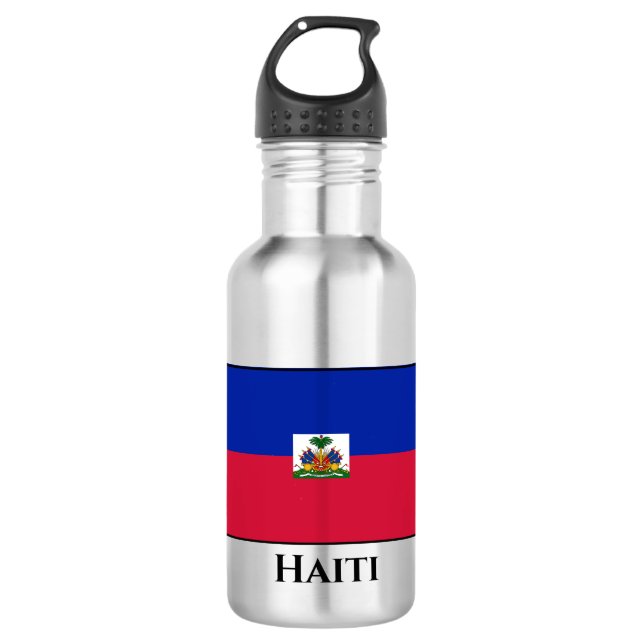 Haitianische Flagge Edelstahlflasche (Vorderseite)
