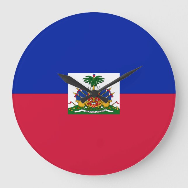Haitianische Flagge Große Wanduhr (Vorderseite)