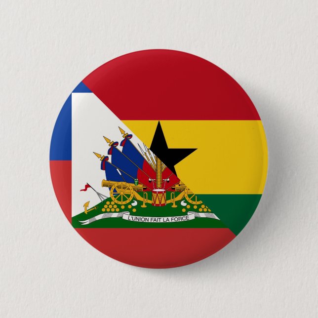 Haitianische Flagge | Half Haiti Ghana Button (Vorderseite)