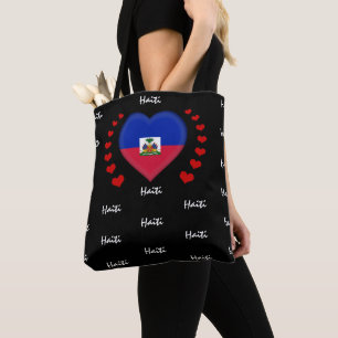 Haitianische Flagge & Herz, Haitianische Flaggenmo Tasche