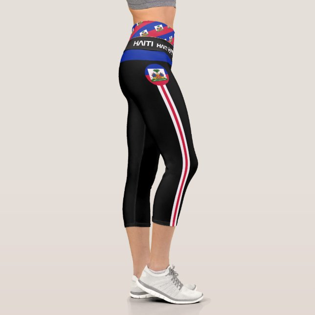Haitianische Flagge, Mode, Fitness, Sport Capri Leggings (Rechts)