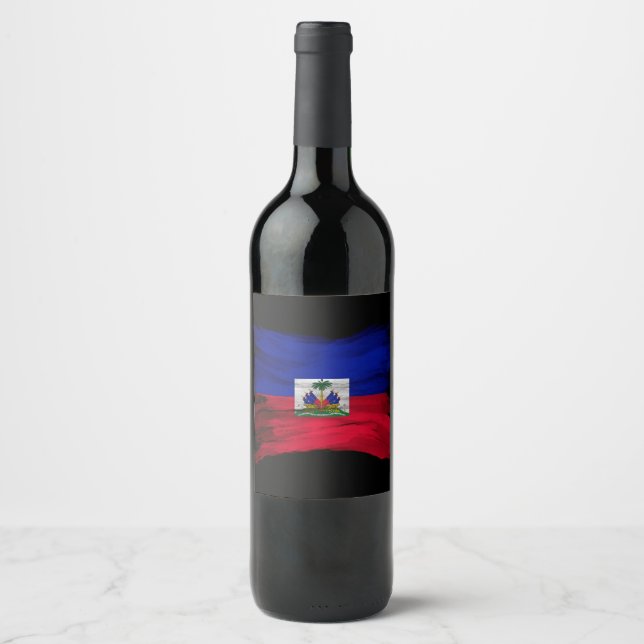 Haitianische Flagge Pinselstrich, Nationalflagge Weinetikett (Vorderseite)