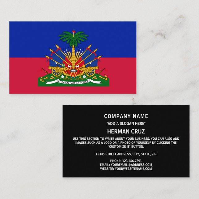 Haitianische Flagge und Wappen, Flagge Haitis Visitenkarte (Vorne/Hinten)