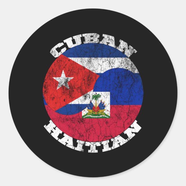 Haitianische kubanische Flagge Halbkuban Half Hait Runder Aufkleber (Vorderseite)