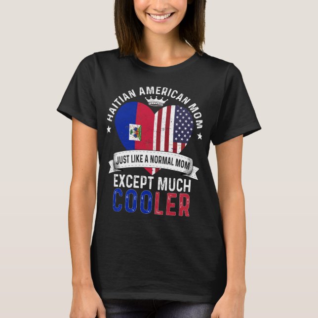 Haitianische Mama Mütter Tag Haitianischer Flagge T-Shirt (Vorderseite)