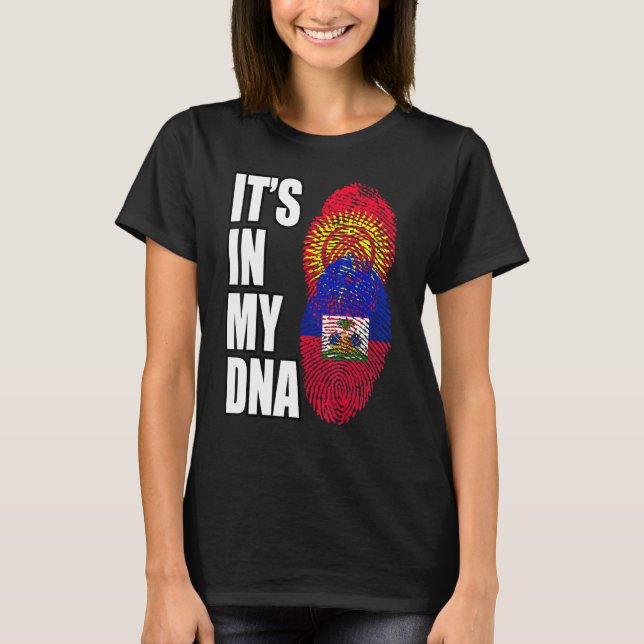 Haitianische und kirgisische Mix-DNA-Flagge T-Shirt (Vorderseite)