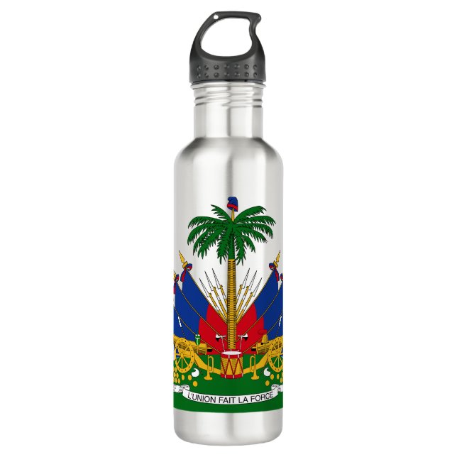 Haitianische Wappen (Haiti) Edelstahlflasche (Vorderseite)