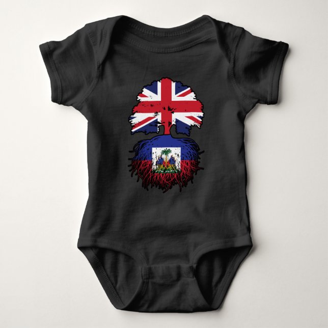 Haitianischer Britischer Tree-Roots-Flag Baby Strampler (Vorderseite)