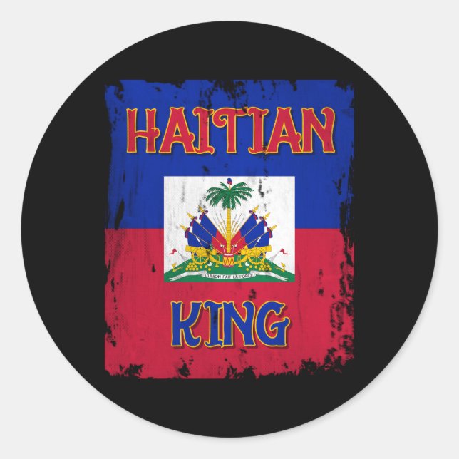Haitianischer König Haitianer Flaggenmütze von Arm Runder Aufkleber (Vorderseite)