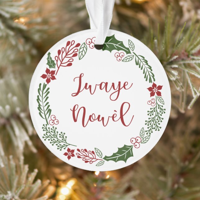 Haitianischer Kreolisch Frohe Weihnachtsfeier Jway Ornament (Baum)