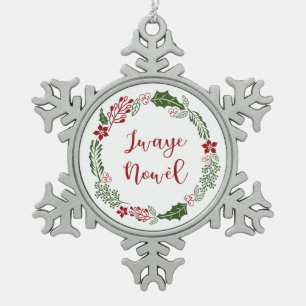 Haitianischer Kreolisch Frohe Weihnachtsfeier Jway Schneeflocken Zinn-Ornament