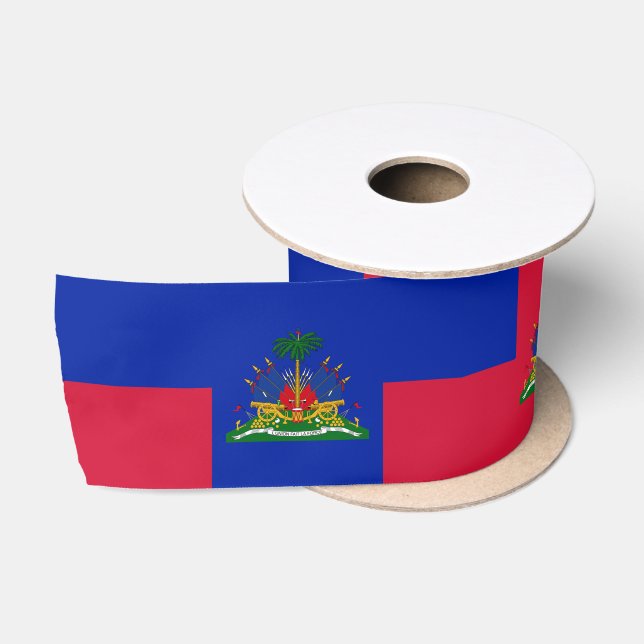 Haitianisches Flaggenband, Emblem, Herz, Haiti Satinband (Spule)