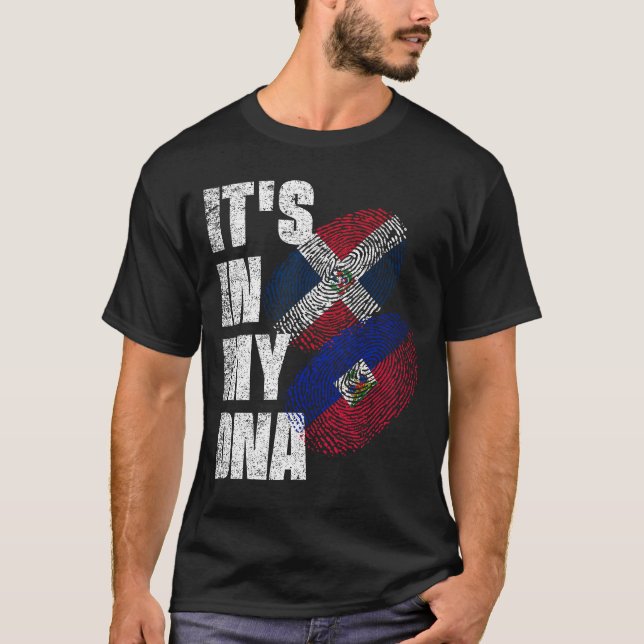 Haitianisches und dominikanisches DNA-Flaggengebie T-Shirt (Vorderseite)