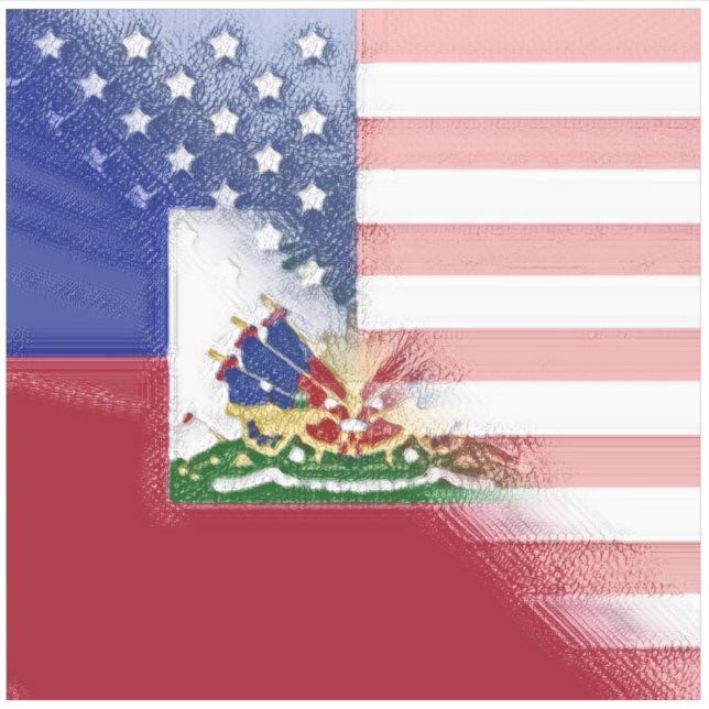Haitis Amerikanische Flagge gestrichen | Halbhaiti Aufkleber (Vorderseite)