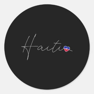 Haitis einfache Liebe Haitianische Flagge Er auf H Runder Aufkleber