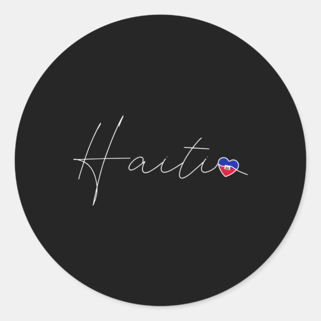 Haitis einfache Liebe Haitianische Flagge Er auf H Runder Aufkleber (Vorderseite)