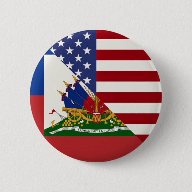 Haitis Flag | Halb haitianische amerikanische Flag Button (Vorderseite)