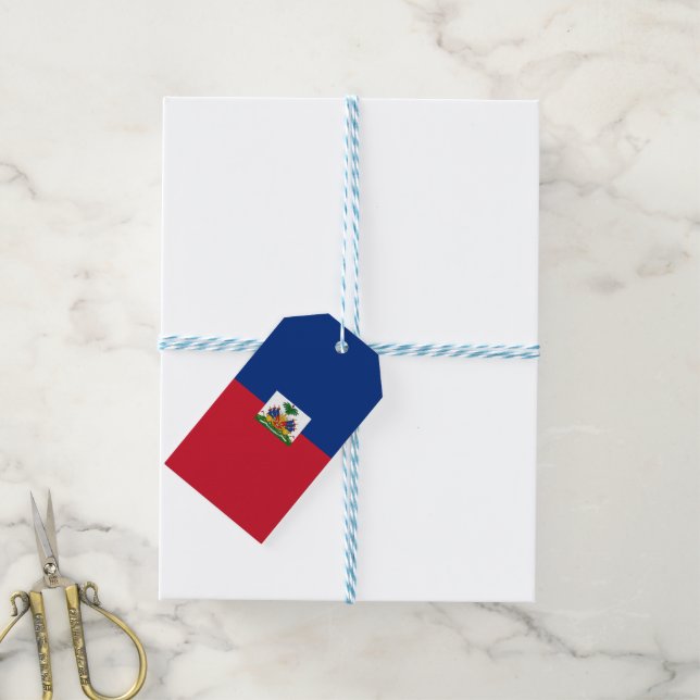 Haitis Flagge Geschenkanhänger (Mit Garn)
