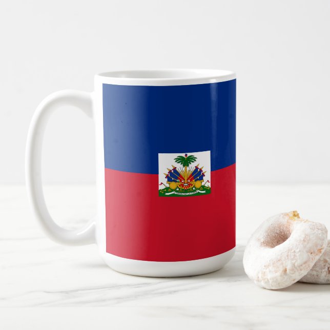 Haitis Flagge Kaffeetasse (Mit Donut)