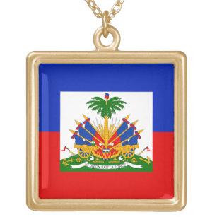 Haitis-Flagge  Vergoldete Kette