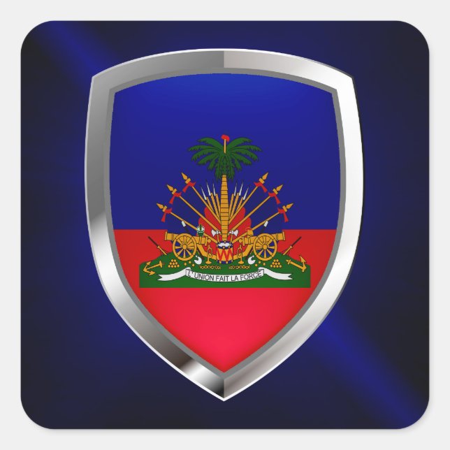Haitis Metallisches Emblem Quadratischer Aufkleber (Vorderseite)