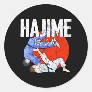 Hajime Lustiges Judo Sportarten Japanische Kampfku Runder Aufkleber