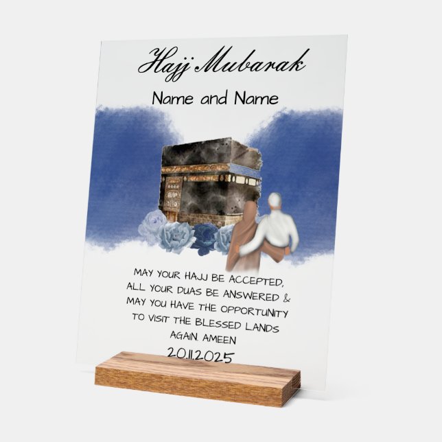 Hajj Mubarak acrylique (Angle)