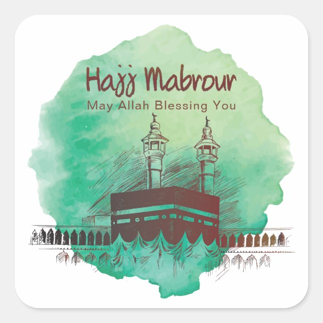 Hajj Mubarak, Heiliger Kaaba in Mekka, Saudi-Arabi Quadratischer Aufkleber (Vorderseite)