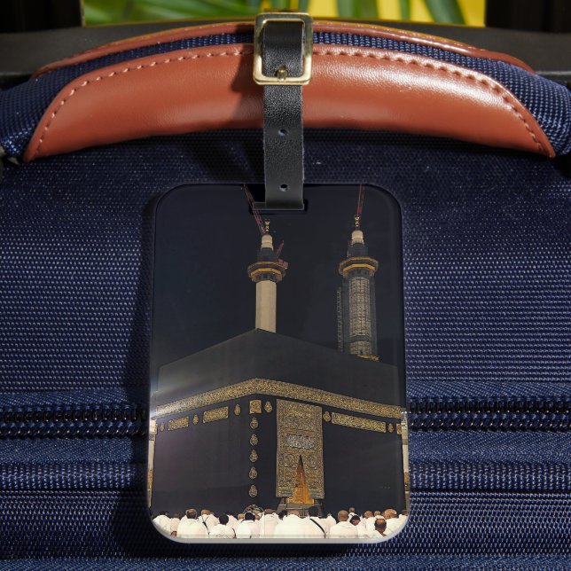Hajj Pilgrims in Fajr, Kaaba, Mekka, Saudi-Arabien Gepäckanhänger (Vorderseite Insitu 2)