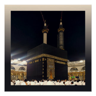 Hajj Pilgrims in Fajr, Kaaba, Mekka, Saudi-Arabien Poster