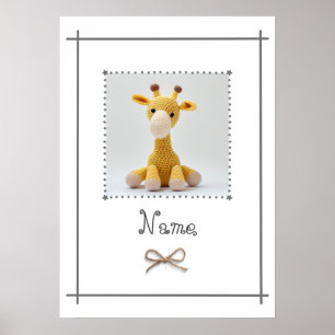 Häkel-Giraffe-Baby-Nursery-Minimalist-Wandkunst Poster